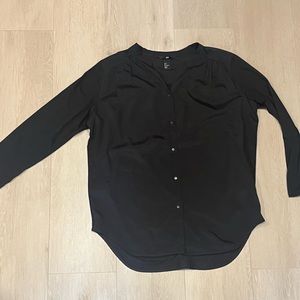 H&M black long sleeve button-up blouse. Crew neck